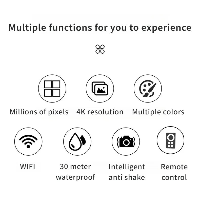 2.0" Action Camera Ultra HD 4K 30FPS WiFi Underwater Cameras Waterproof Helmet Bicycle Video Recording Cameras Outdoor Sport Cam