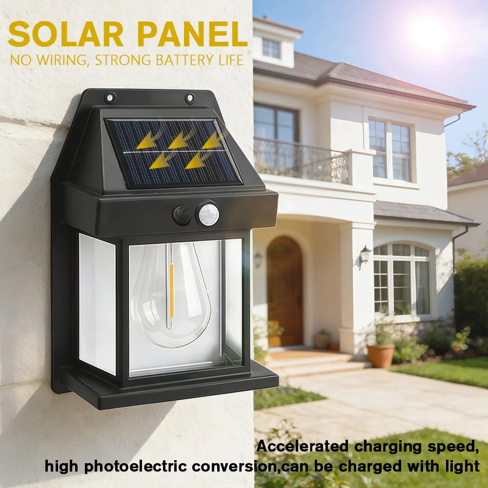 Solar Wall Light Outdoor Waterproof Motion Sensor Lamp Garden Decor Light for Porch Pathway Patio Yard Decorative Lighting