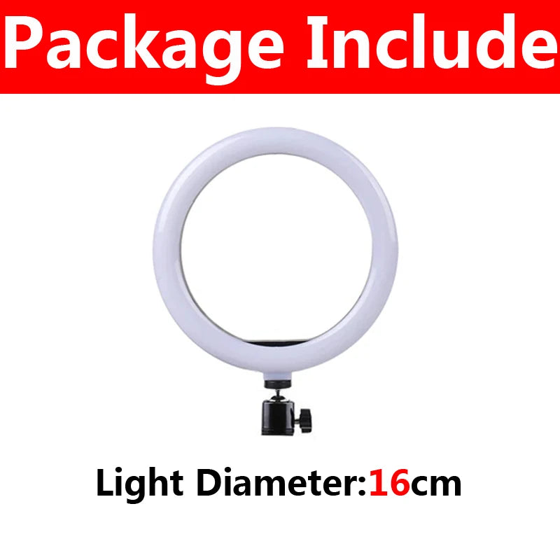 LED Ring Light with Phone Stand - Adjustable Dimmable Selfie Lamp 16cm Only Lamp Tidesmit
