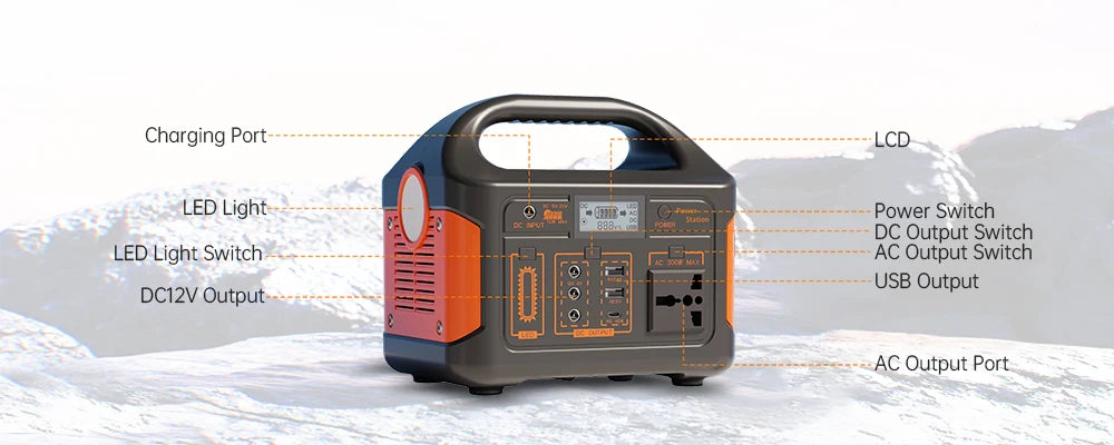Gaiaray 500W 460Wh Portable Power Station LiFePO4 Battery UPS Backup Power Solar Generator Emergency Power Plant for Camping RV