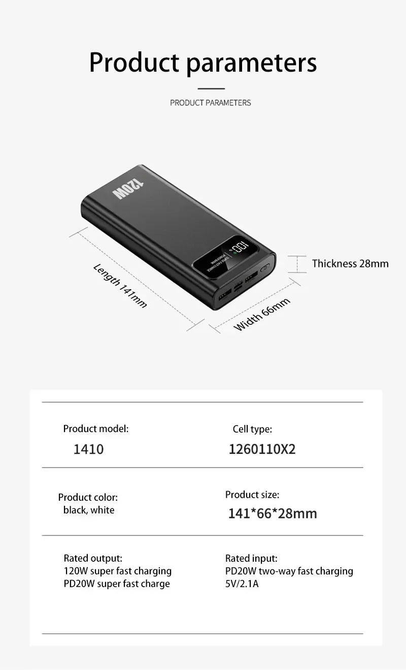 Tidesmit High Capacity Portable Power Bank 200000mAh Fast Charging Tidesmit
