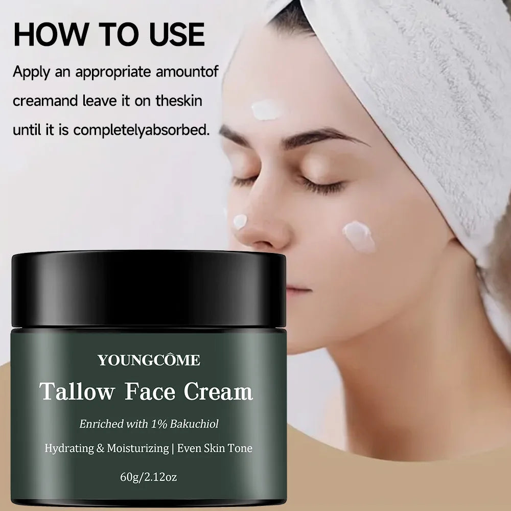  YOUNGCOME Tallow Face Cream Deep Nourish Fade Lines Anti Aging Brighten Improve Dryness Tallow Facial Moisturizing Cream