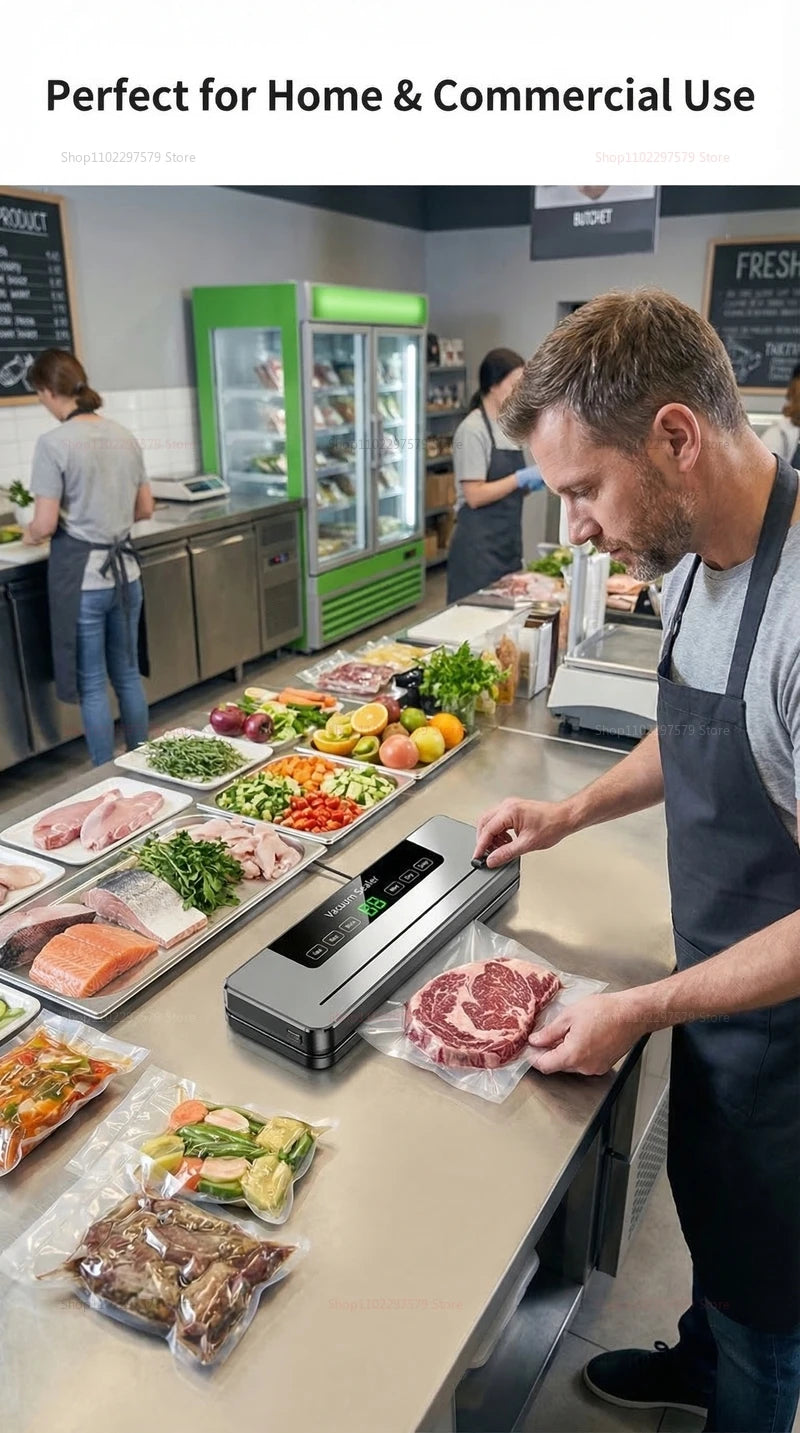 Vacuum Sealer Machine for Dry and Wet Food Food Storage Sealing with Built-in Cutter UV Kitchen Food Vacuum Packaging Machine