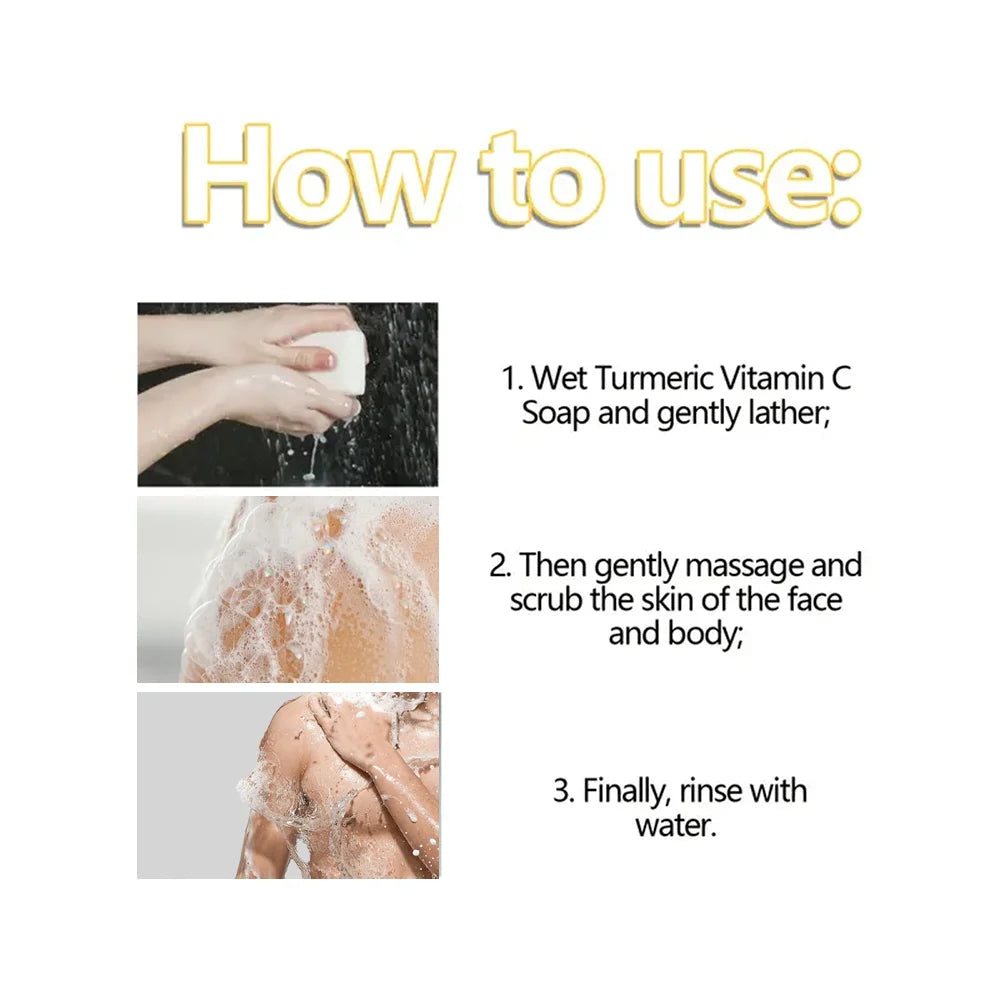 Lemon Turmeric Acid Soap - Deep Cleansing and Moisturizing, Contains Vitamin E and Olive Oil, Handmade, Suitable for Hair, Face, and Body, Suitable for All Skin Types, Lemon Turmeric Soap