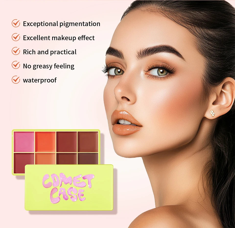 Tidesmit 8 color eyebrow cream highlighter palette with matte and shimmer finishes for long-lasting natural makeup
