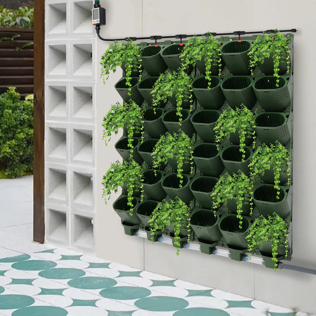 36 Cups Vertical Wall Planter Kit W/Auto Drip Irrigation Smart Timer & LCD Display Home Garden Grow Bag Garden Planter