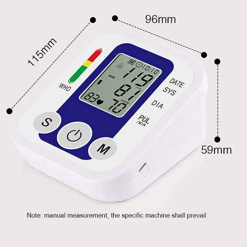 Digital Blood Pressure Meter Medical Voice Arm BP Sphygmomanometer Automatic Tonometer Tensiometer Pulse Heart Rate Health Meter