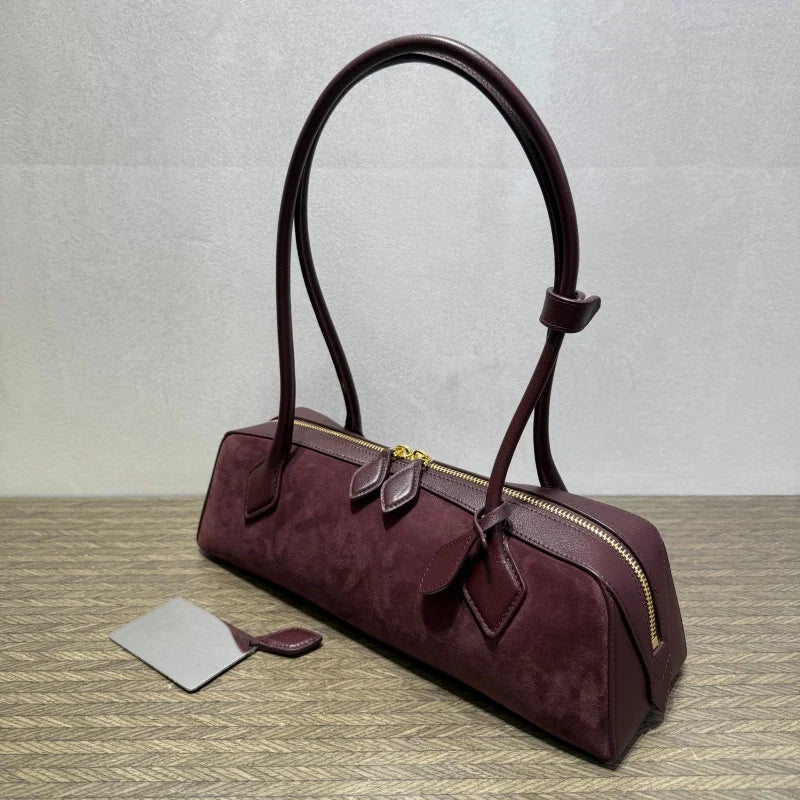 Ladies' luxurious high-quality genuine leather all steel hardware double-sided pull tab sausage handbag