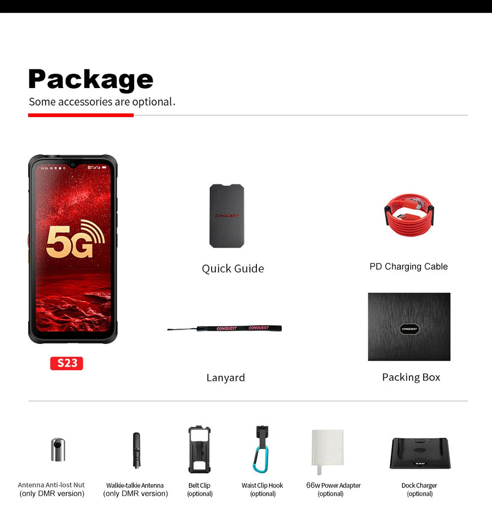 CONQUEST 5G Smartphone Network108MP Camera 12GB 512GB 66W Thermal Imaging  IP68 Waterproof NFC