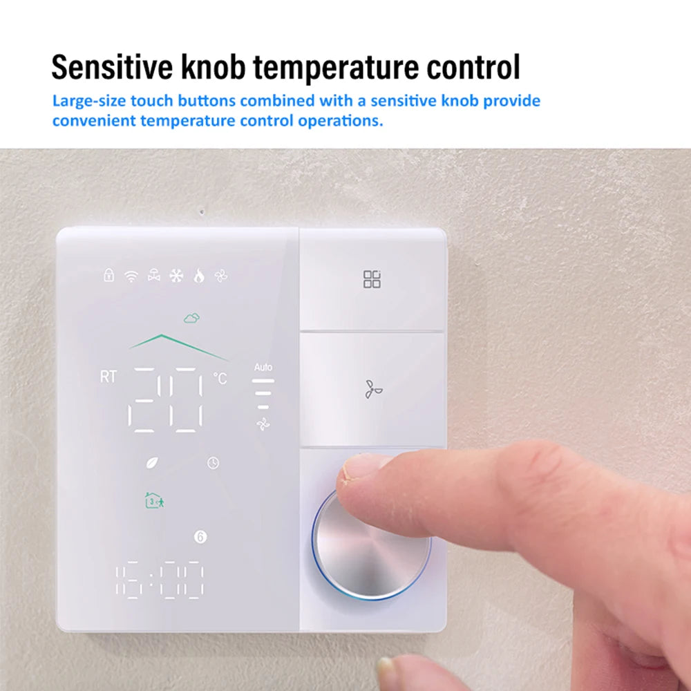 New Smart Thermostat with Knob WIFI Temperature Controller Air Conditioning Thermostat Fan Coil Unit AC Controller for Home Room