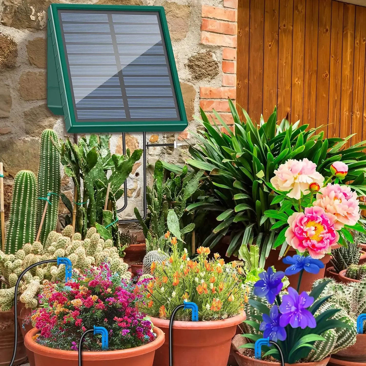 Solar Irrigation System for Garden Balcony Automatic Drip Irrigation System DIY Garden Watering System Drip Hose Irrigation