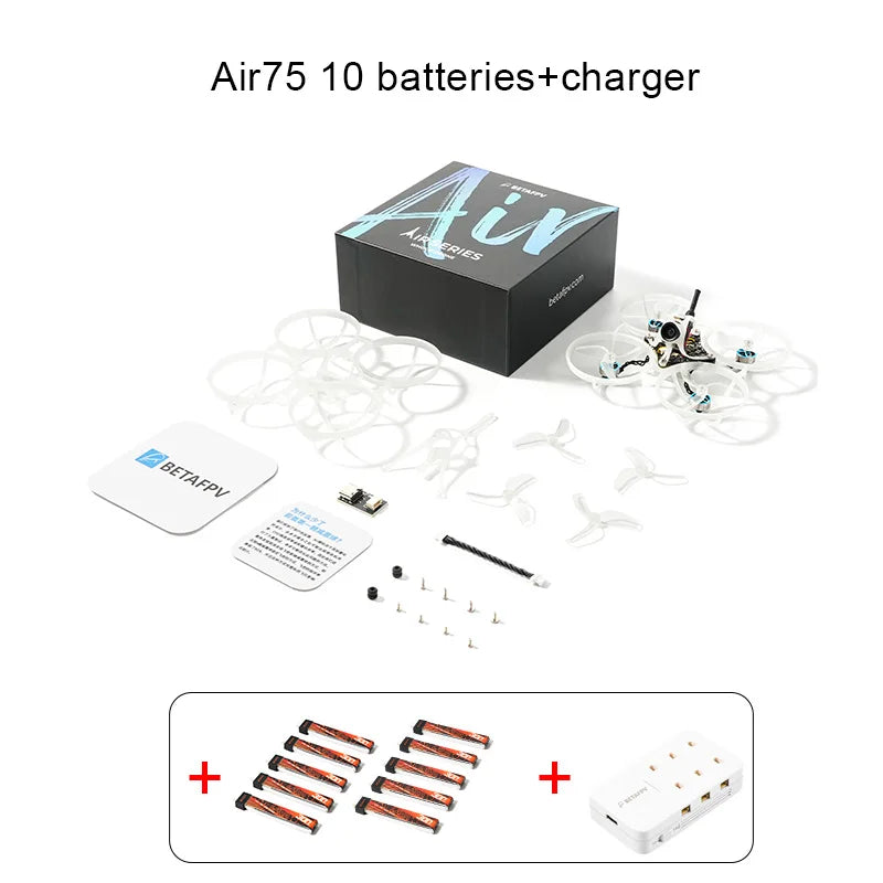 BETAFPV Air75 Brushless Whoop Drone | Lightweight FPV Performance Air75 10 batteries1C Tidesmit