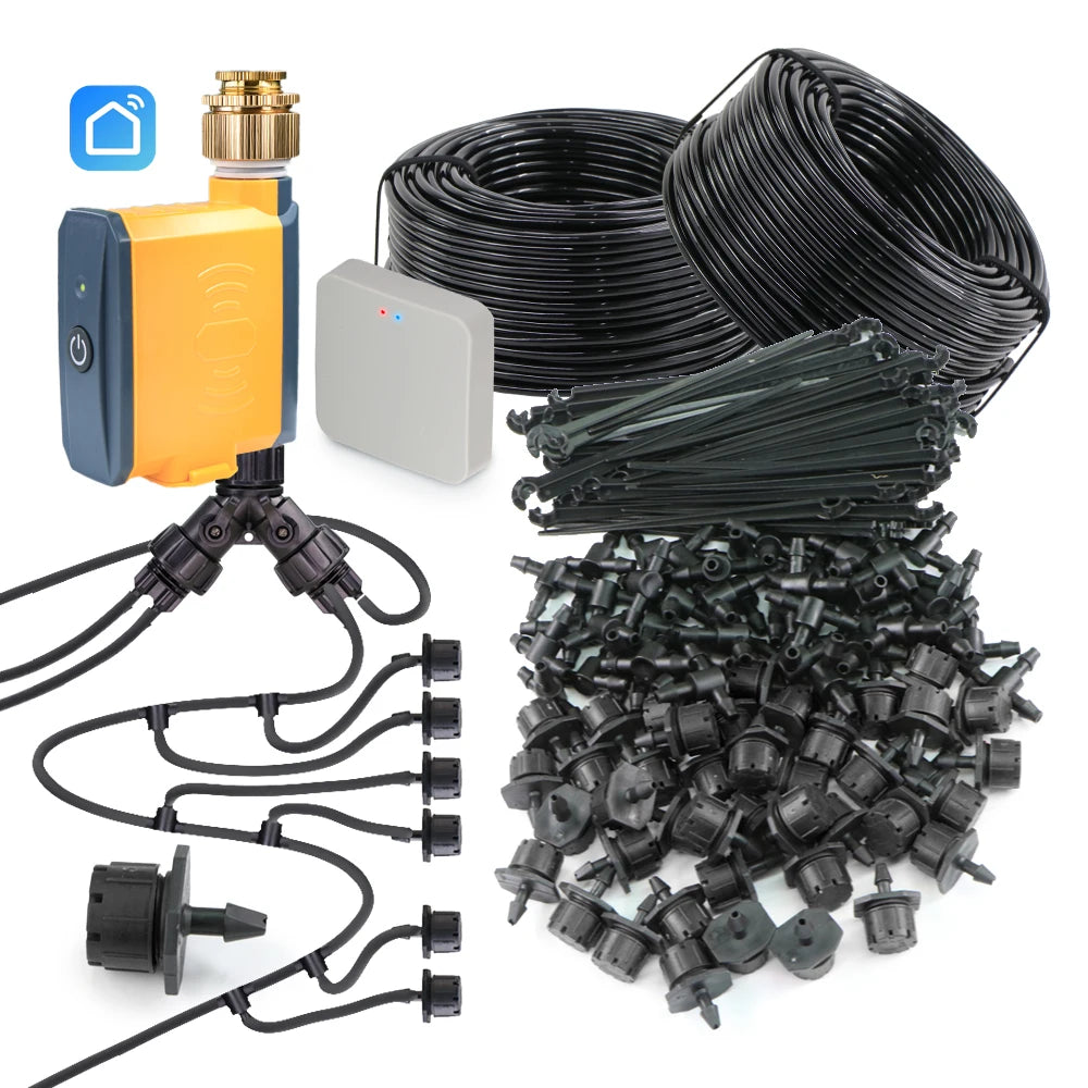 30-10m Zigbee Garden Irrigation System Adjustable Drip Watering Kit Tuya Smartlife App compatible Timer Controller 1/4'' Hose
