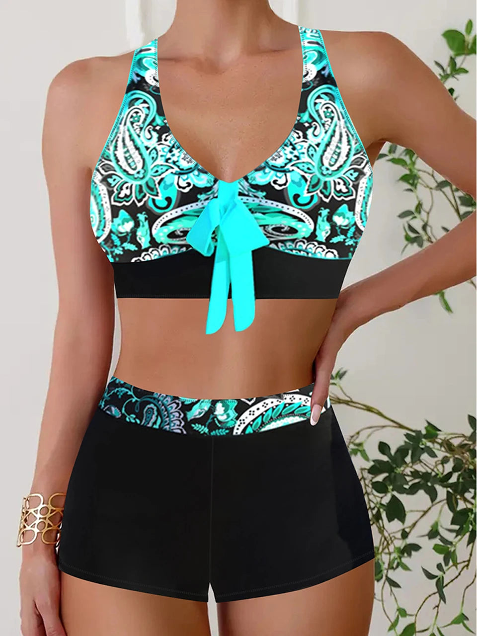 2025 High Waist Bikinis Women Sports Swimwear Print Bathing Suit Female Padded Beach Wear Bathers Swimming Swimsuit Summer