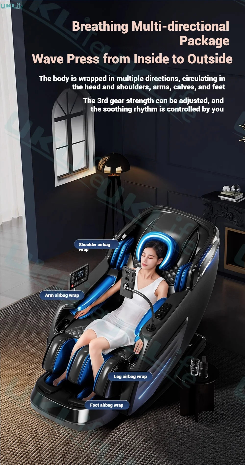 6D SL-Track Full Body Massage Chair - Deep Tissue Heat Therapy Body Shaping Massage Equipment Tidesmit
