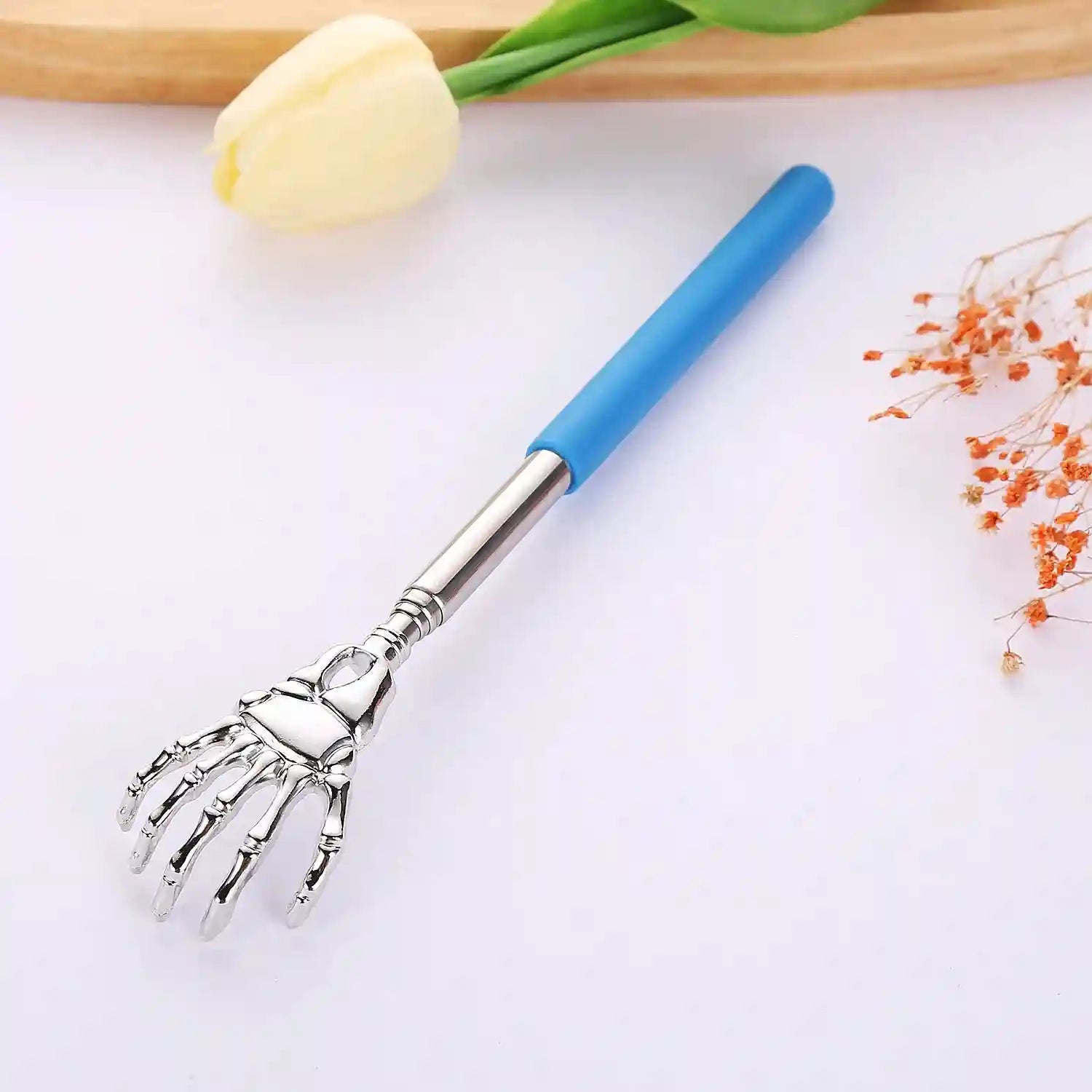 Portable Telescopic Back Scratcher - Stainless Steel Extendable Tool Back Massage Instrument Blue Tidesmit