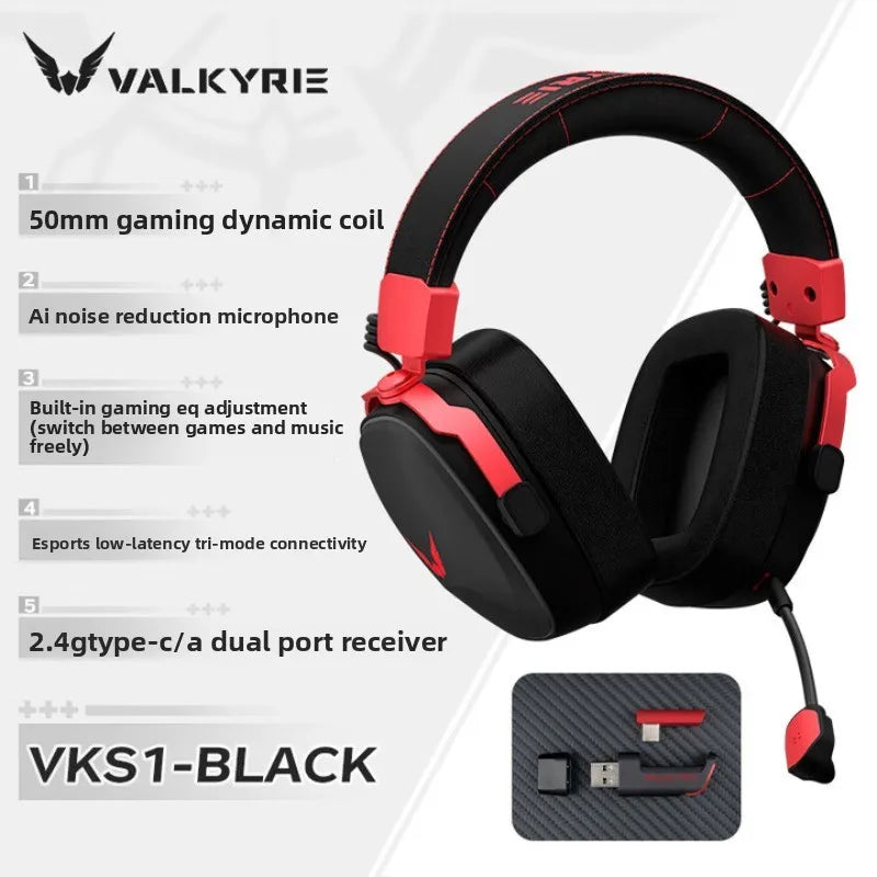 Tidesmit VK S1 Wireless Gaming Headset: Low Latency 15ms Audio VK S1-BLACK Tidesmit