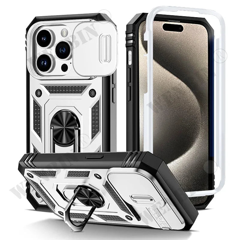 iPhone 16 Pro Max Case with Kickstand and Camera Guard Protection White Tidesmit
