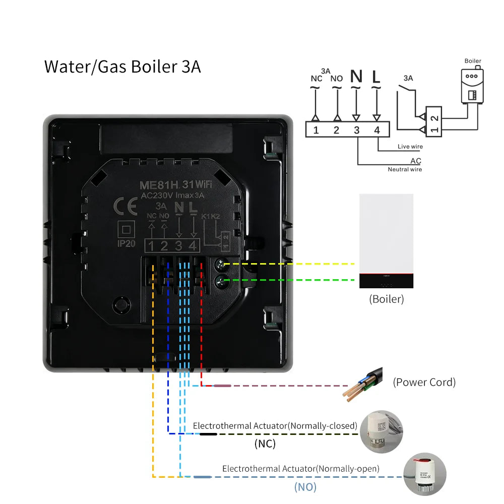 Tidesmit Tuya Smart WiFi Thermostat for underfloor heating with Matter compatibility for smart home control.