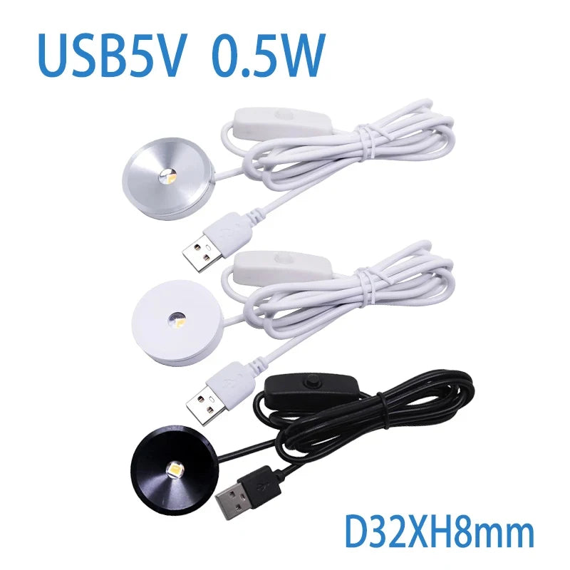 0.5W Small Flat Furniture Light - Recessed Bedroom Light USB Ultra-Flat Mini for Night Lamp Corridor Stairs Living Room Lighting