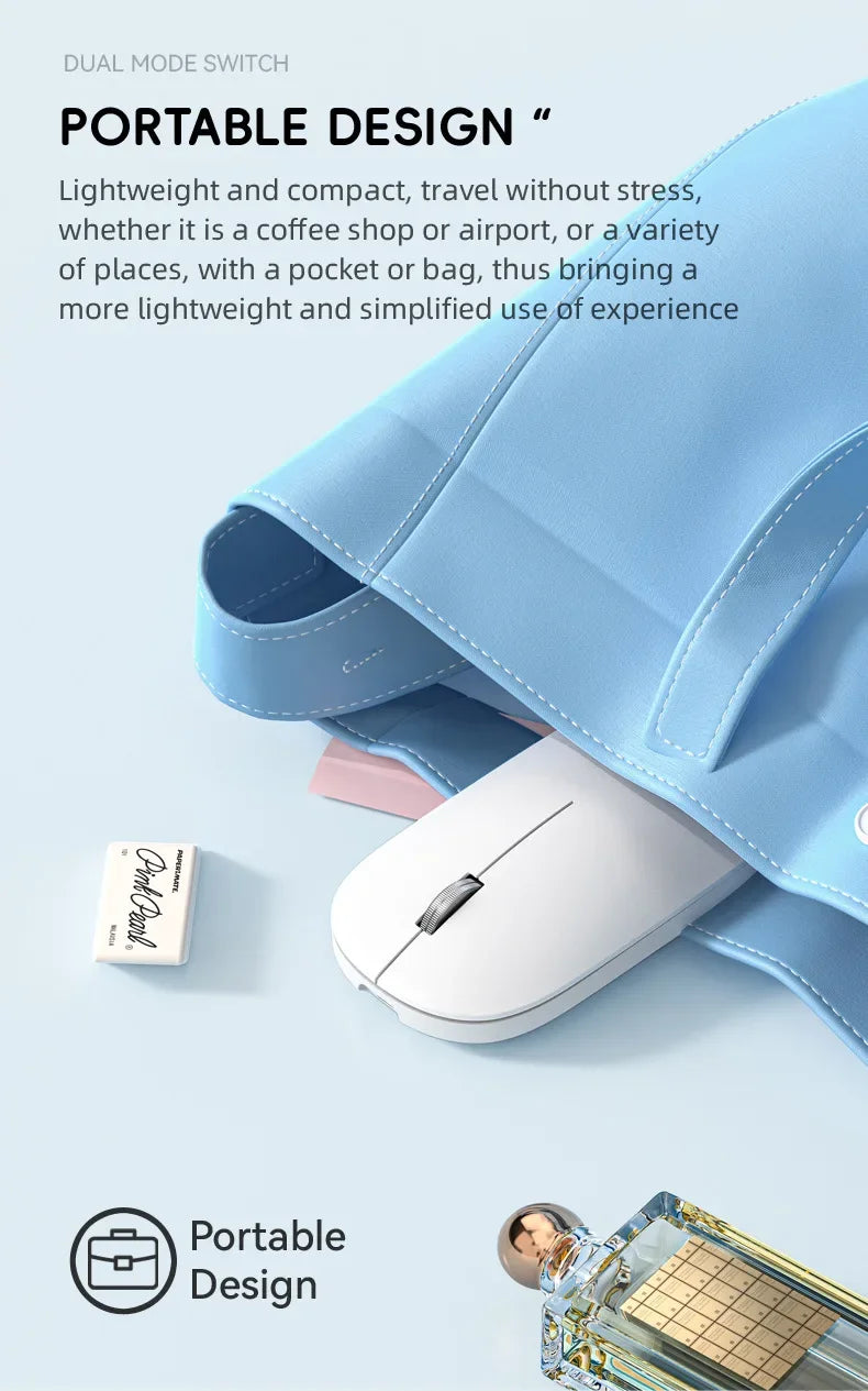 2.4G Wireless Mouse Type-C Rechargeable Bluetooth Mouse 1600DPI Silent Click Portable Office Game No-Noise Mice for PC Laptop