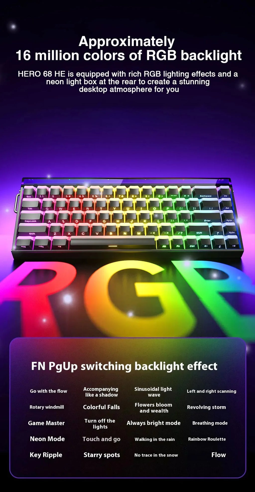 AULA HERO 68HE Magnetic Switch Keyboard RGB Gaming Mechanical Keyboard Rapid Trigger 8K Return Wired Esports Custom Keyboard