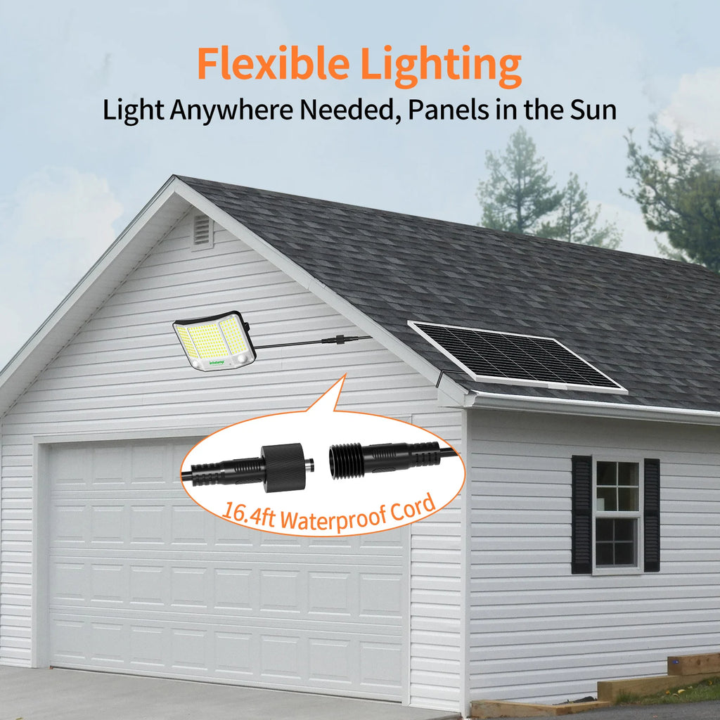 Intelamp 20000mAh Solar Flood Lights Outdoor Super Larger Solar Panel 4000LM Linkable Dual Motion Sensors For Garden Yard Garage