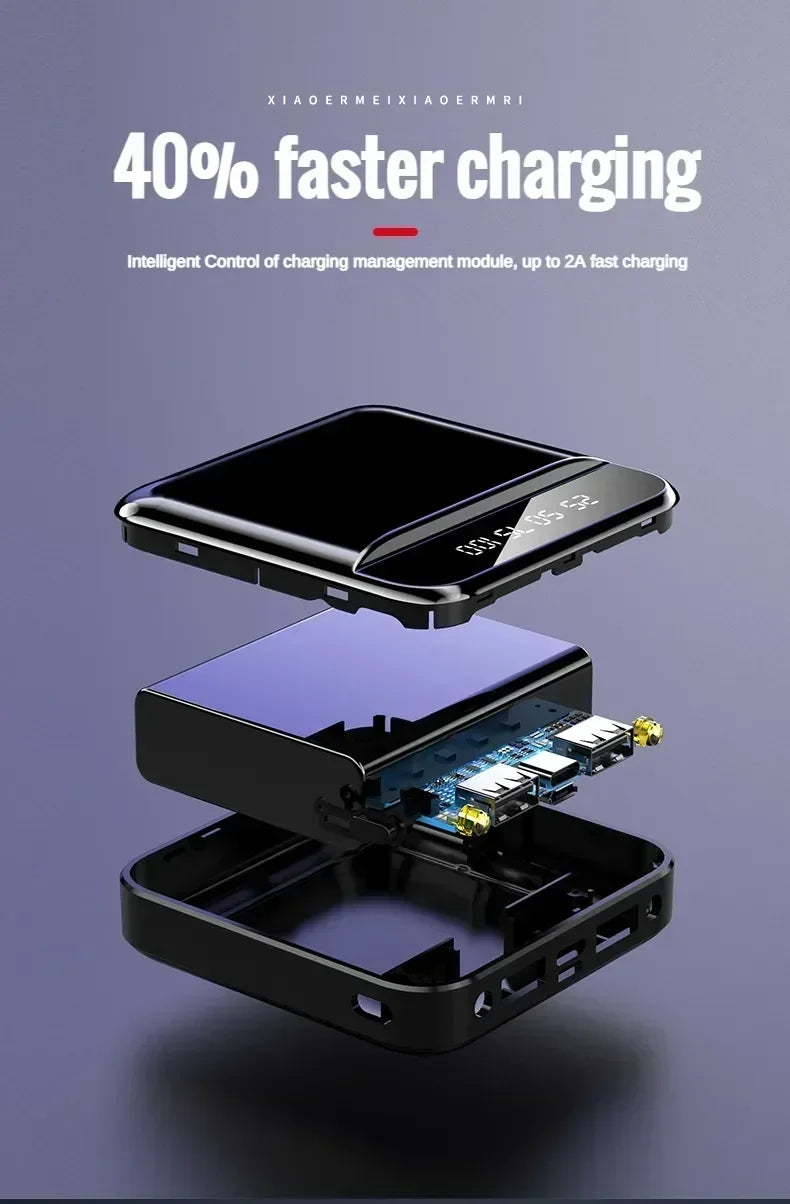 Portable Power Bank with Built-in Cable - High Capacity Fast Charger Tidesmit