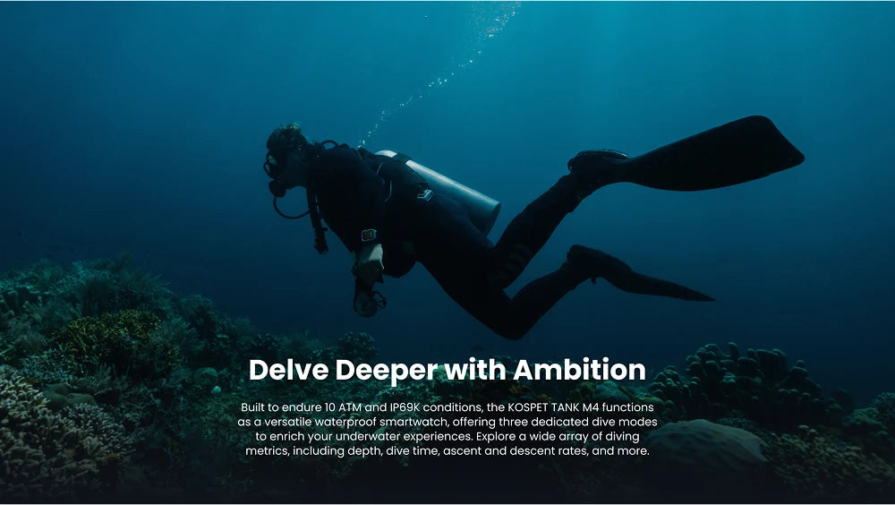 2025 KOSPET Tank M4 Rugged Smart Watch Stainless Steel GPS Offline Maps 10ATM 45M Freediving 24/7 Health Monitor for Android iOS