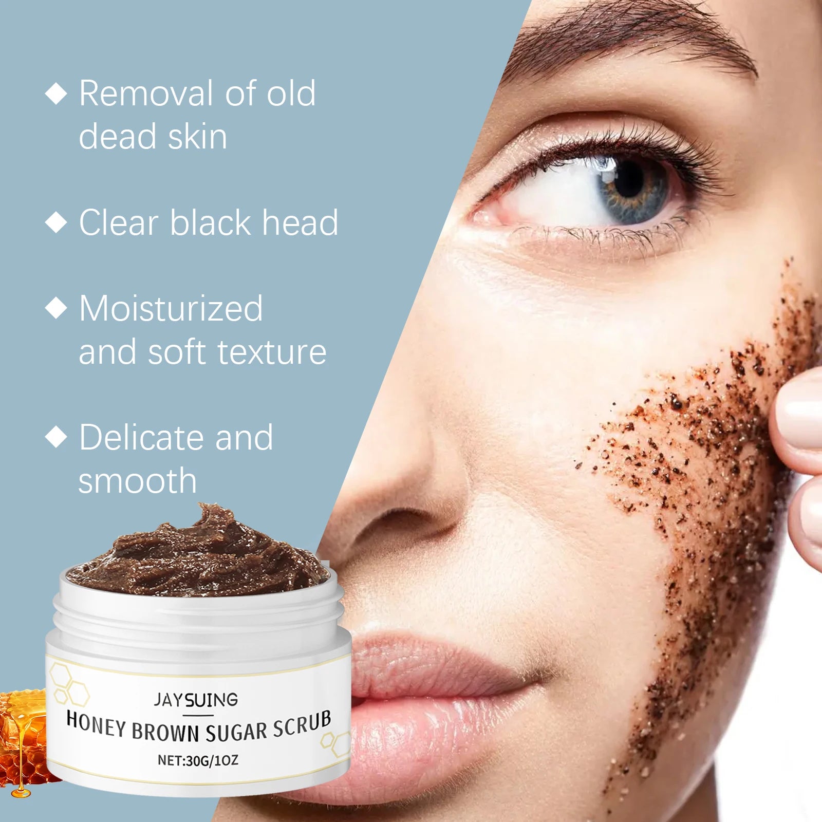 Honey Brown Sugar Scrub: Exfoliating Cream for Refined Pores (30g) Scrubs Treatments Tidesmit