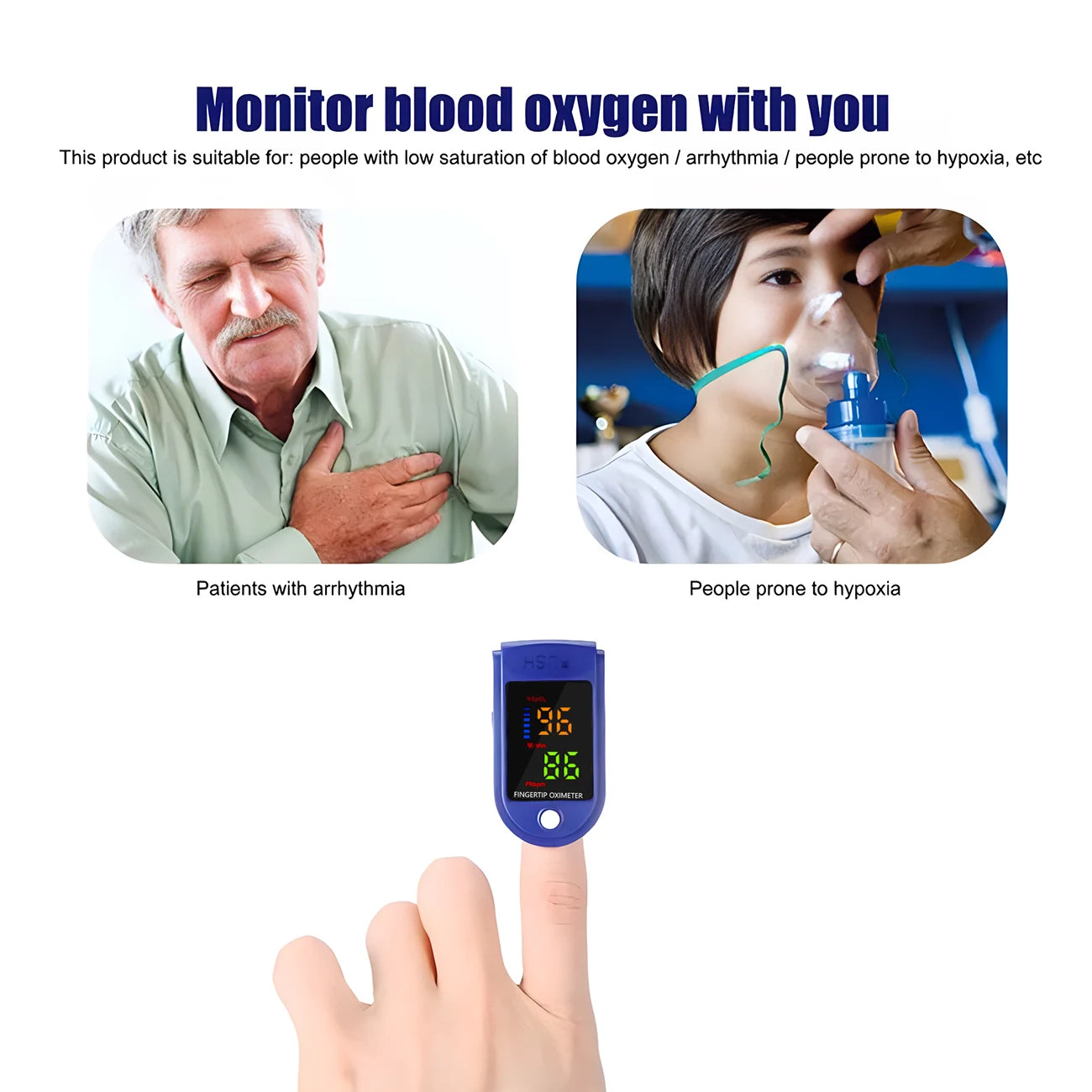 Finger Pulse Oximeter OLED Blood Oxygen Saturation Heart Rate Monitor Oxymeters Medical With Respiratory Digital Oximeter