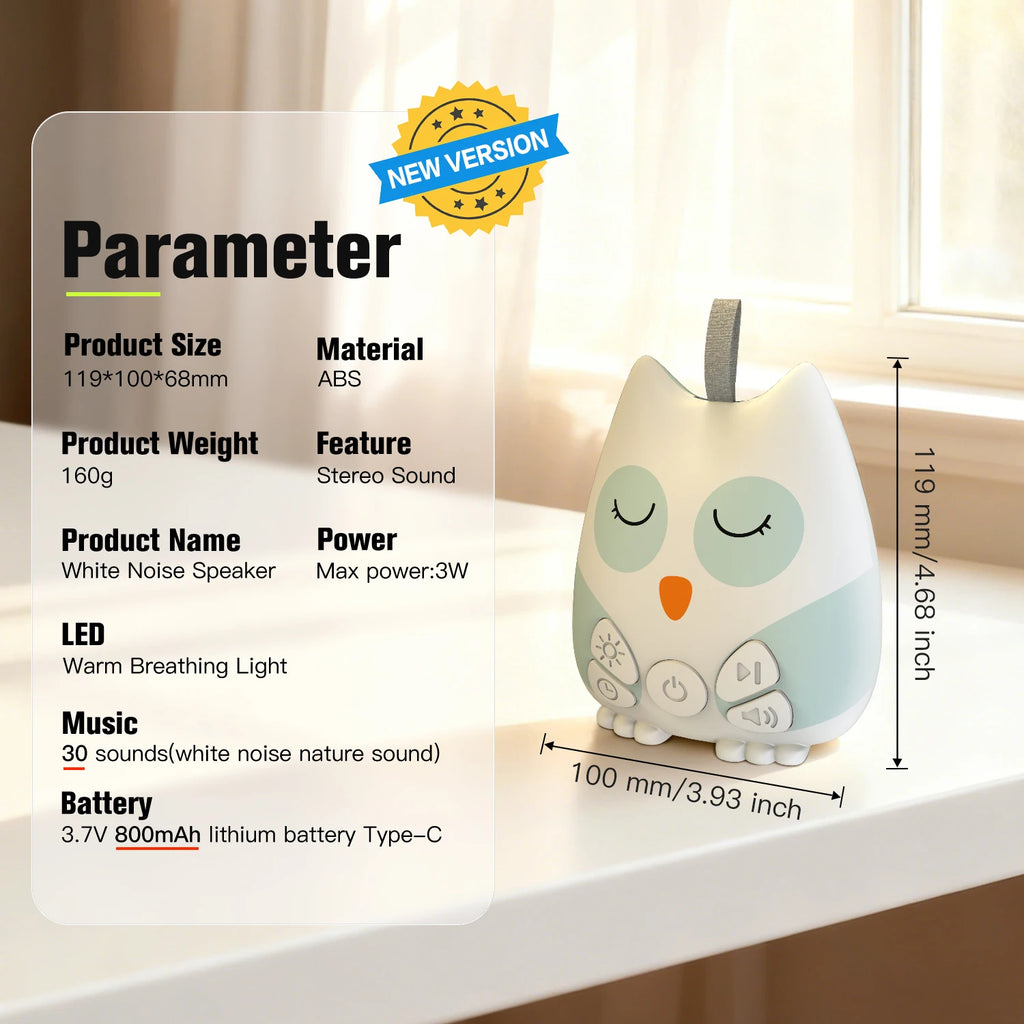 Portable White Noise Sound Machine for Baby 30 Soothing Sounds Crying Sensor for Infants with Night Light Timer Rechargeable