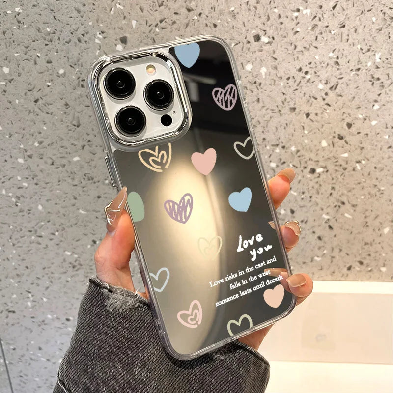 Mirror Phone Case for iPhone 16 Pro Max - Shock-Absorbing Blue Silver Finish Tidesmit