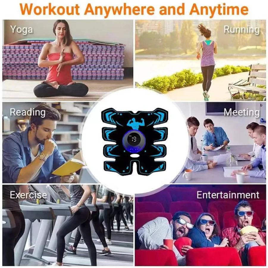 EMS Muscle Stimulator 3-in-1 Abdominal Trainer - USB Blue Relaxation Treatment Tidesmit