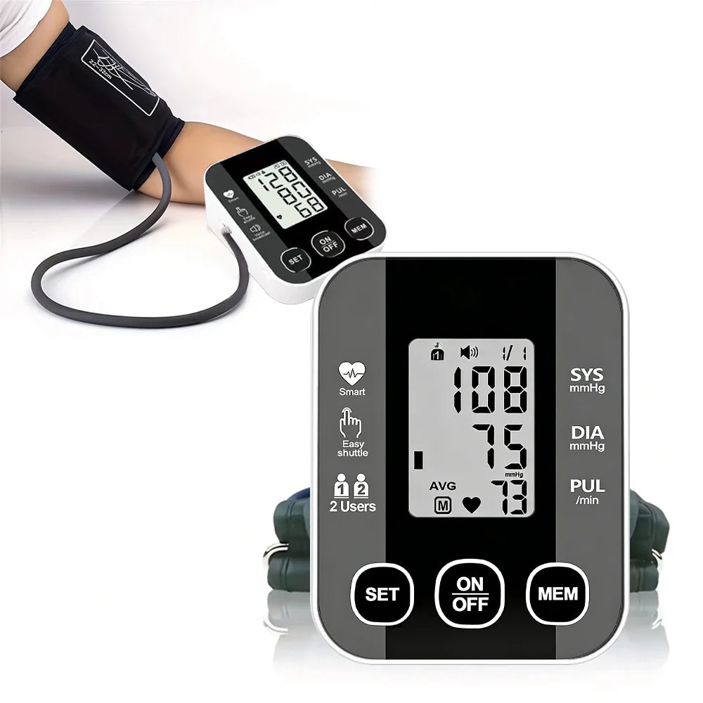 Arm Blood Pressure Meter Digital 36cm Cuff Automatic Pressure Tonometer Medical Tensiometer Heart Rate Pulse Meter BP Monitor