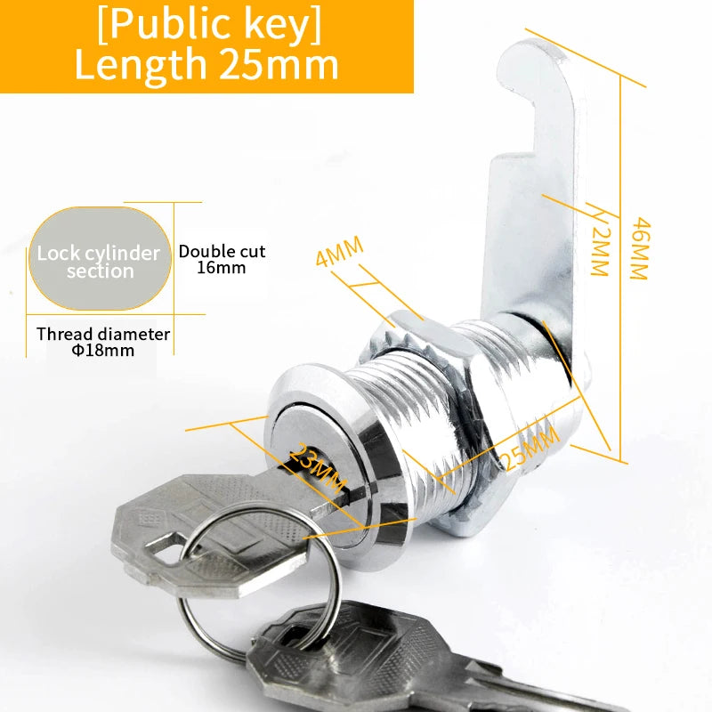 5Set Security Lock Metal Cylinder Cabinet Locker Cam Lock With Keys Security Mailbox Lock Drawer 16mm/20MM/25MM/30MM