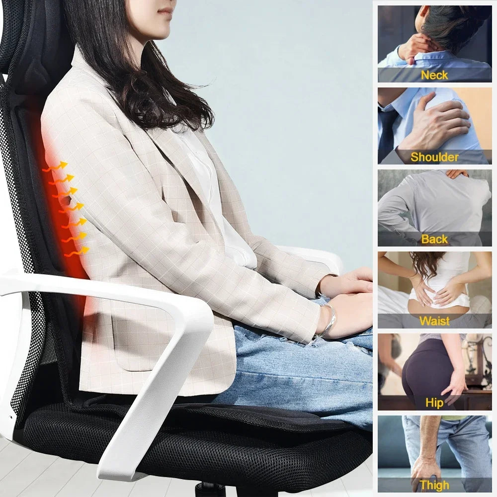 Electric Back Massager Cushion with Heat for Targeted Lumbar Relief Massage Cushion Tidesmit