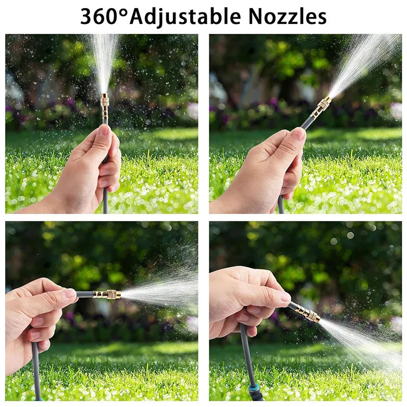 100 200FT 1/4" Drip Irrigation System Kit Automatic Garden Watering System With 16Pcs Adjustable Spray Nozzles For Garden Lawn