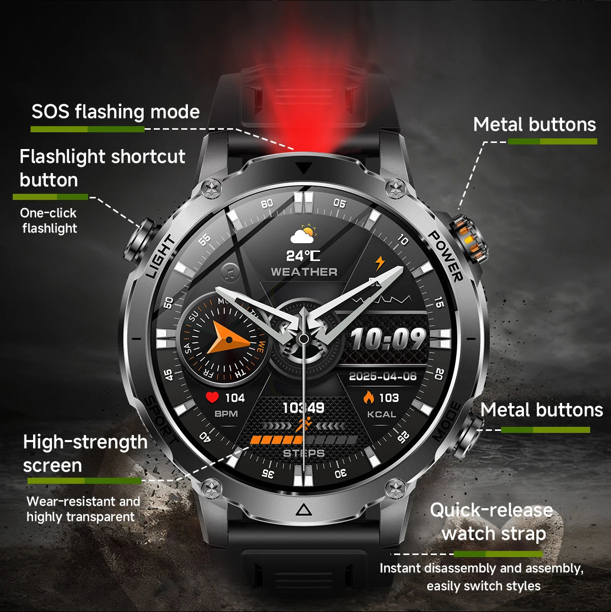 LIGE TANK Ultra Military Smart Watch 1400mAh Battery 10ATM Waterproof Heart Rate LED Flashlight Sports Bracelet Men Smartwatch