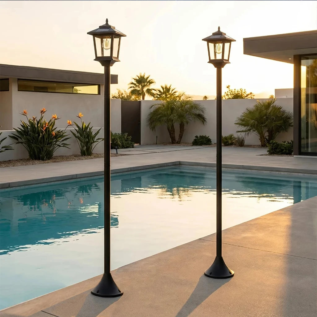 2 PCS Solar Garden Light Outdoor Waterproof LED Lawn Lamp Vintage Style Solar Powered Pathway Light for Yard Patio Driveway