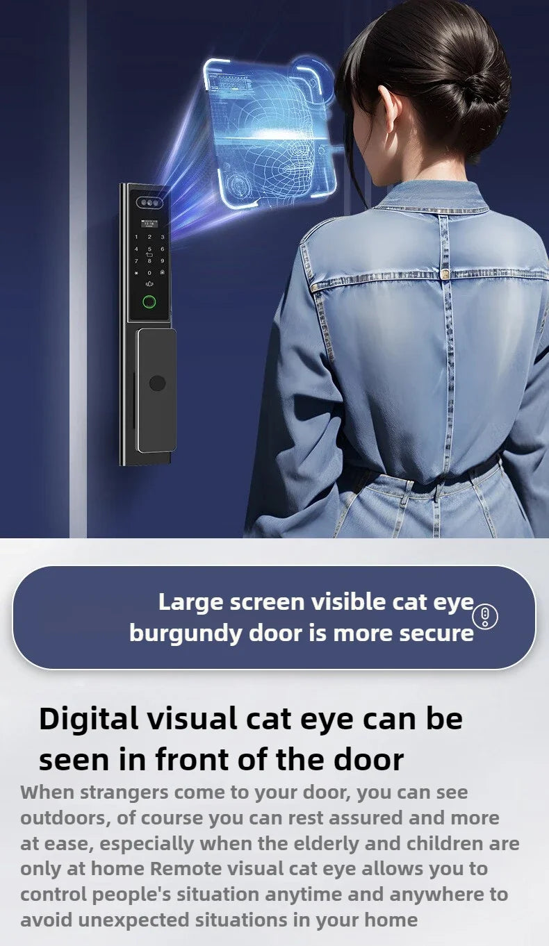 Outdoor Lock with Surveillance Camera Home Automatic Smart Door Lock 3d Facial Recognition Fingerprint Password