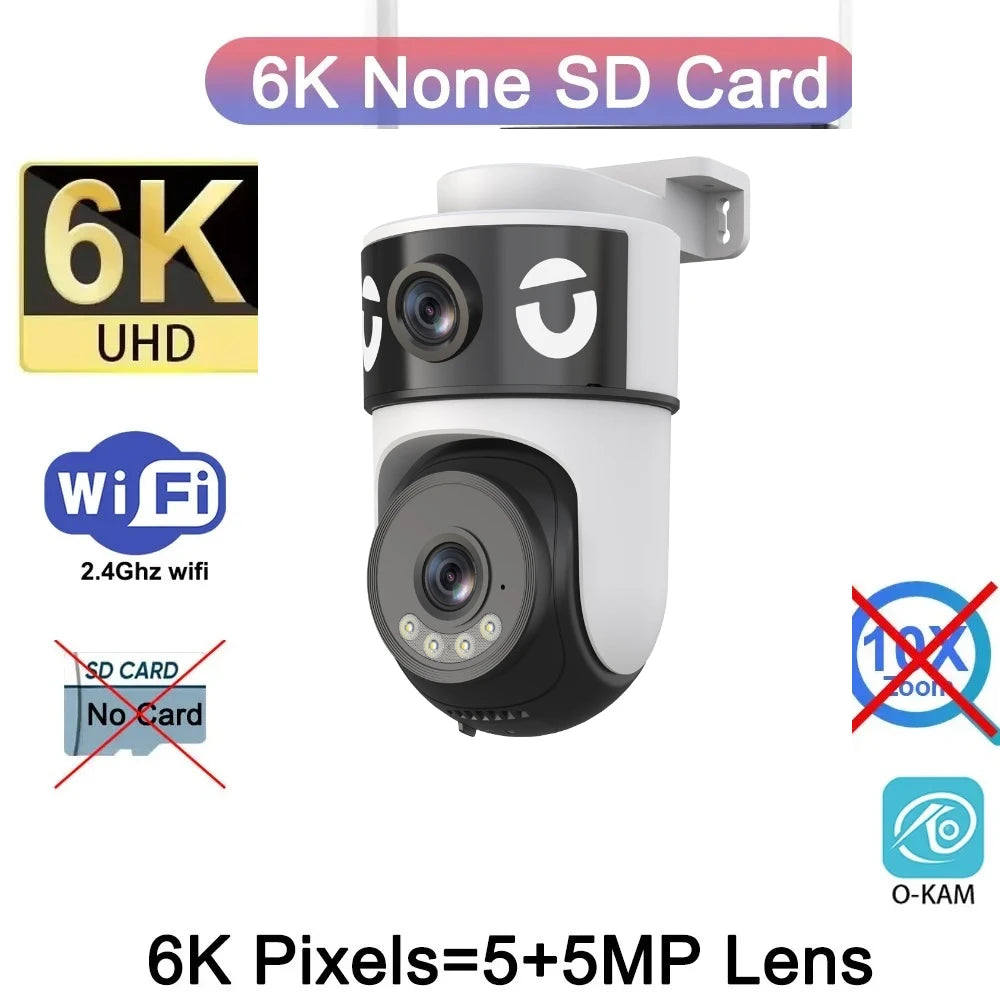 10K Outdoor 10X Optics Zoom WiFi6 Camera 20MP Three screen Four Len PTZ Automatic Tracking 6K Dual Lens Waterproof Security CCTV