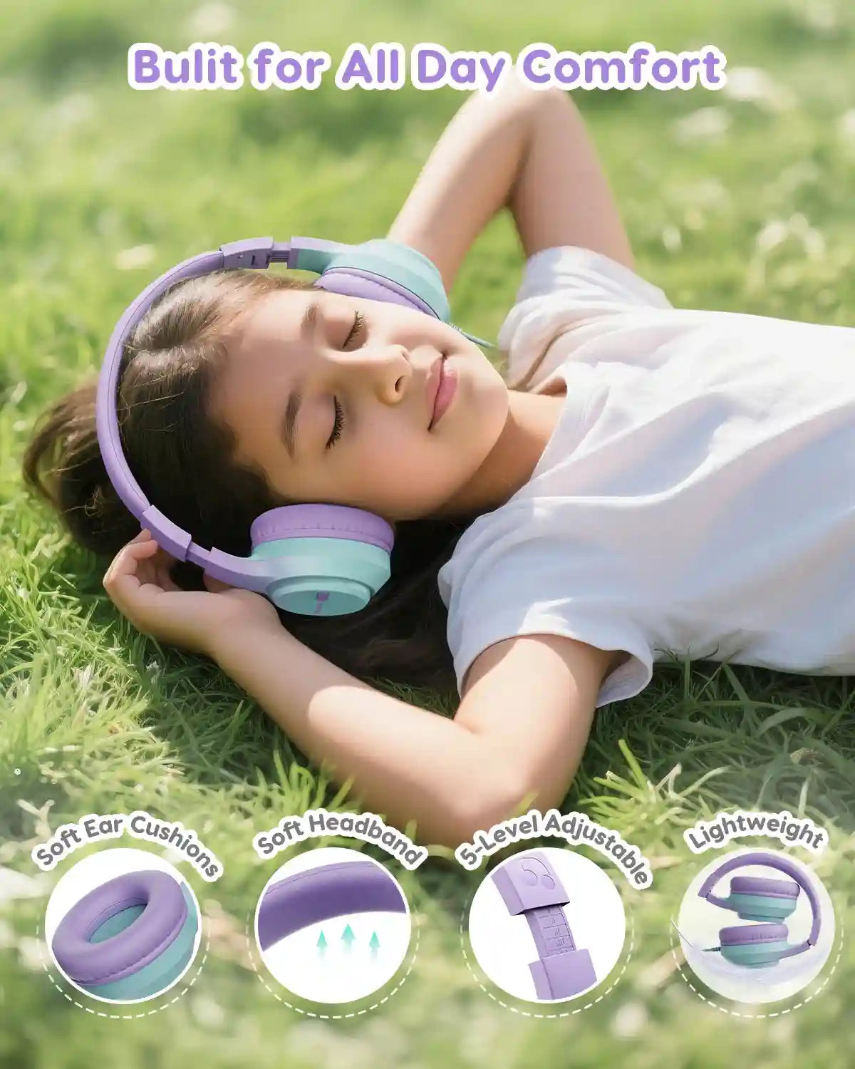 Wired Kids Over-Ear Headphones – Stereo Sound – Tidesmit Series Tidesmit
