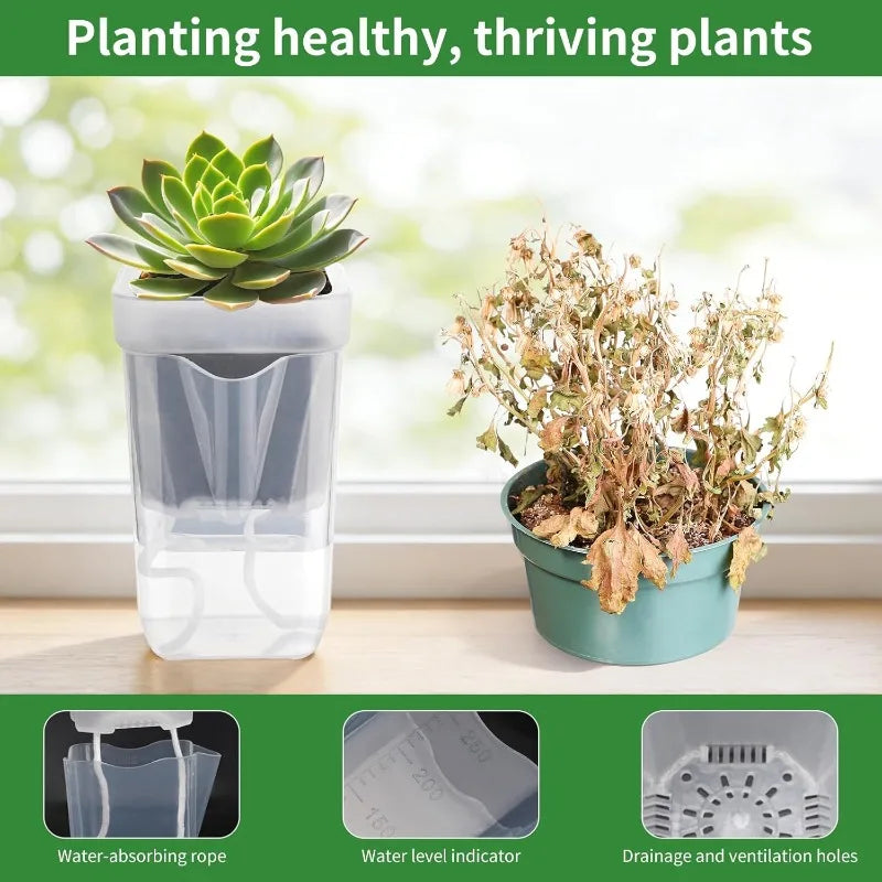 Transparent Flower Plant Pot Lazy Self Watering Planter Drainage Holes Seedling Propagation Container Household Garden Supplies
