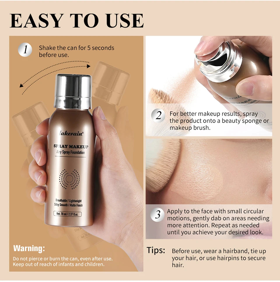 Tidesmit natural lightweight breathable foundation spray providing a long-lasting matte finish and waterproof coverage