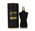 Jean Paul Gaultier Le Male Le Parfum for men in iconic torso bottle with black and gold tin canister.