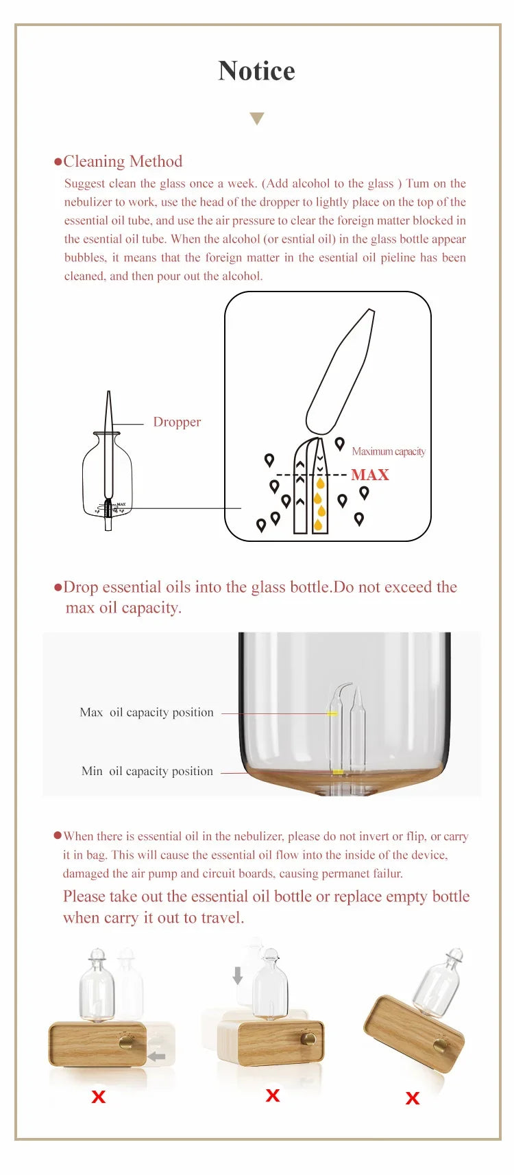 Aromatherapy Diffuser Professional Wood and Glass Essential Oil Diffuser Nebulizer Nebulizing 2600mAh Scent Machine Waterless