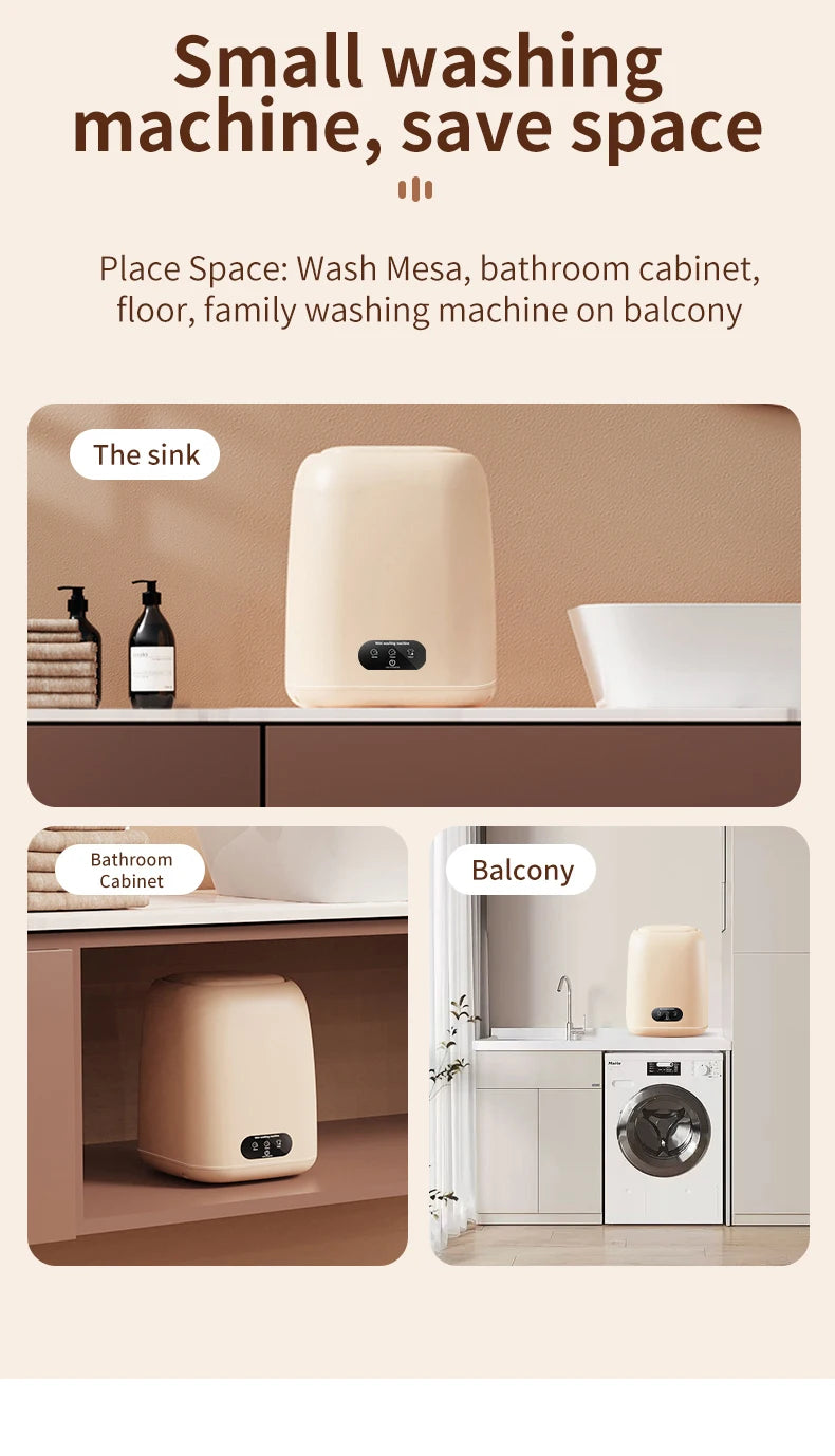 Tidesmit portable mini washing machine for underwear and baby clothes featuring fully automatic spin dryer cycles.