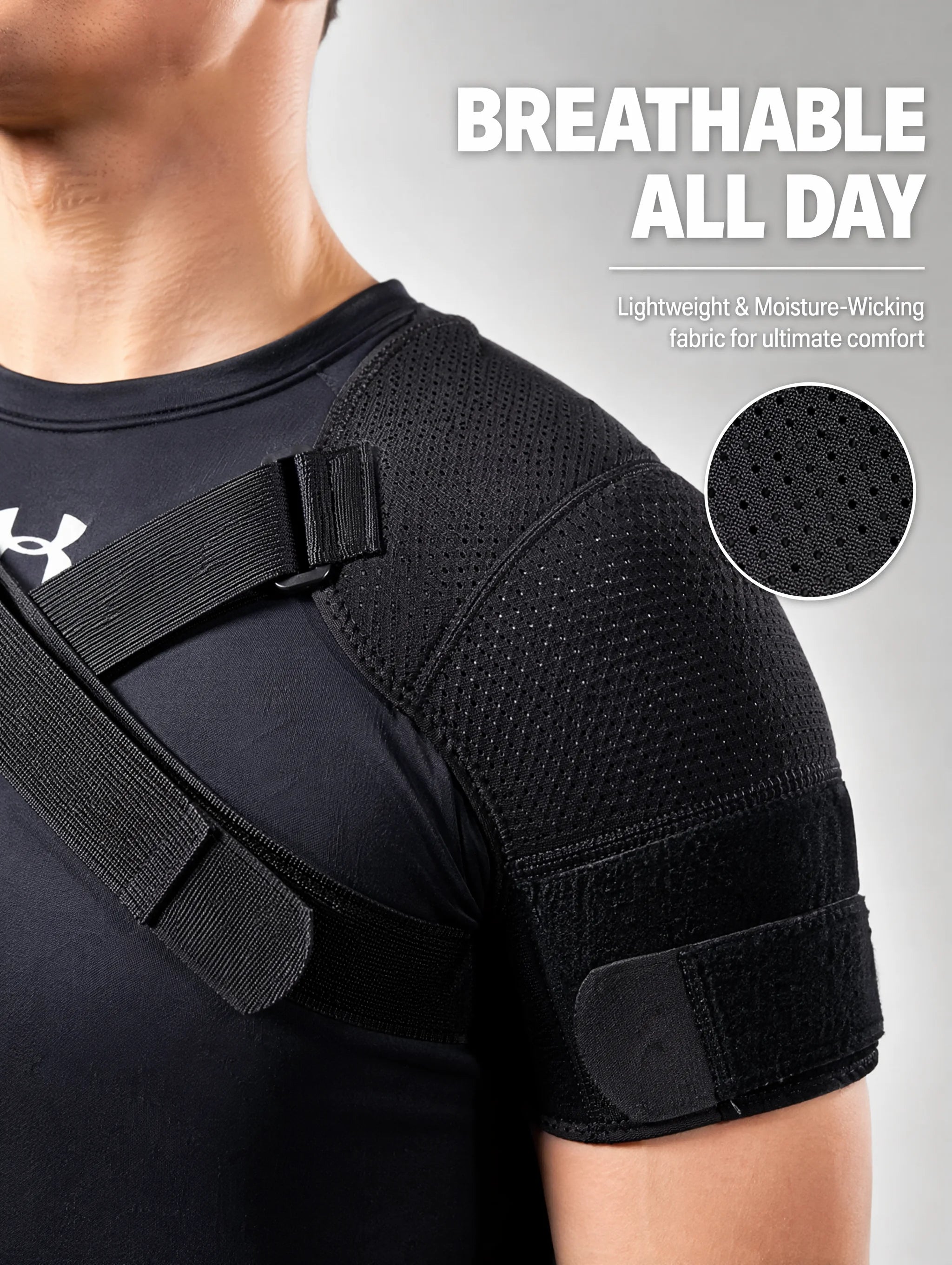 Double Shoulder Brace Adjustable Breathable Neoprene Compression Support Cross Strap for Men Women Sports Injury Pain Relief