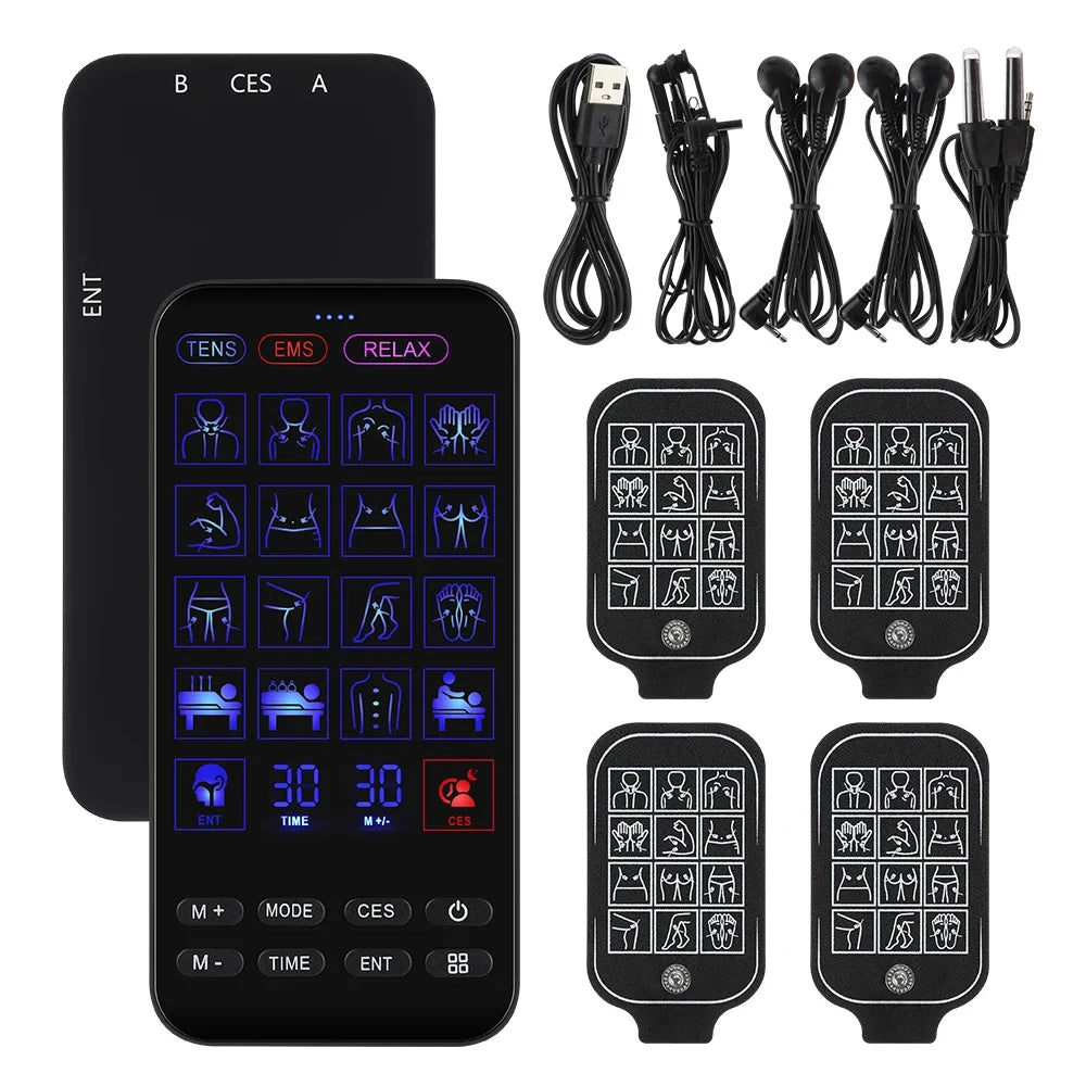 TENS Muscle Stimulator for Deep Tissue Pain Relief - Rechargeable Black Massage Chairs Tidesmit